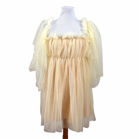 Tulle Off Shoulder Flowey Mini Dress Women's L Large  Prom Homecoming Sexy Party - Picture 2 of 8